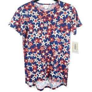 LuLaRoe Gracie Red White Blue Stars 4th of July